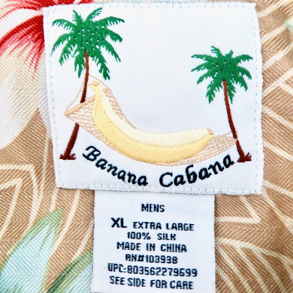 NEW! Banana Cabana 100% Silk Shirt Short Sleeve Button Front Tropical XL - Picture 5 of 5